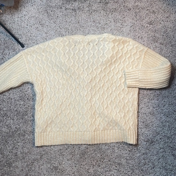 Vintage American Eagle Oversized Button Up V Neck Cream Beige Knit Sweater Small - Picture 5 of 6